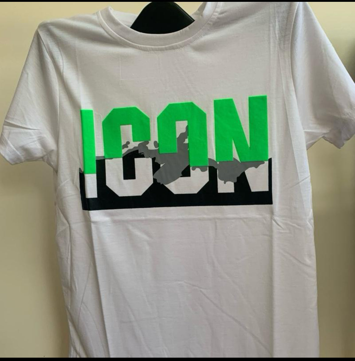 Boys White 'ICON' Motif Tshirt