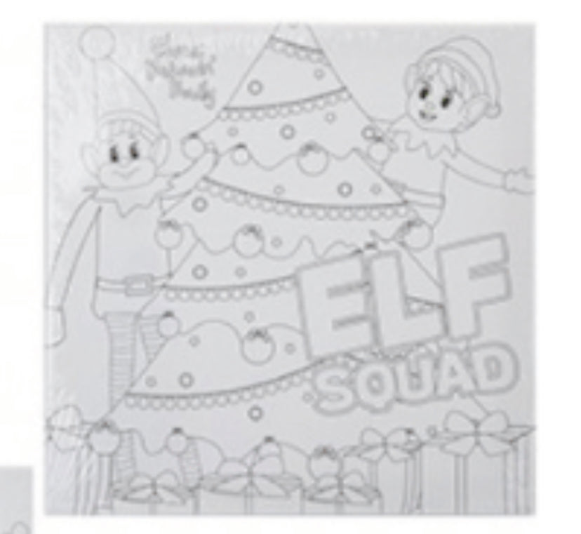 COLOUR YOUR OWN ELF CANVAS 25CM X 25CM