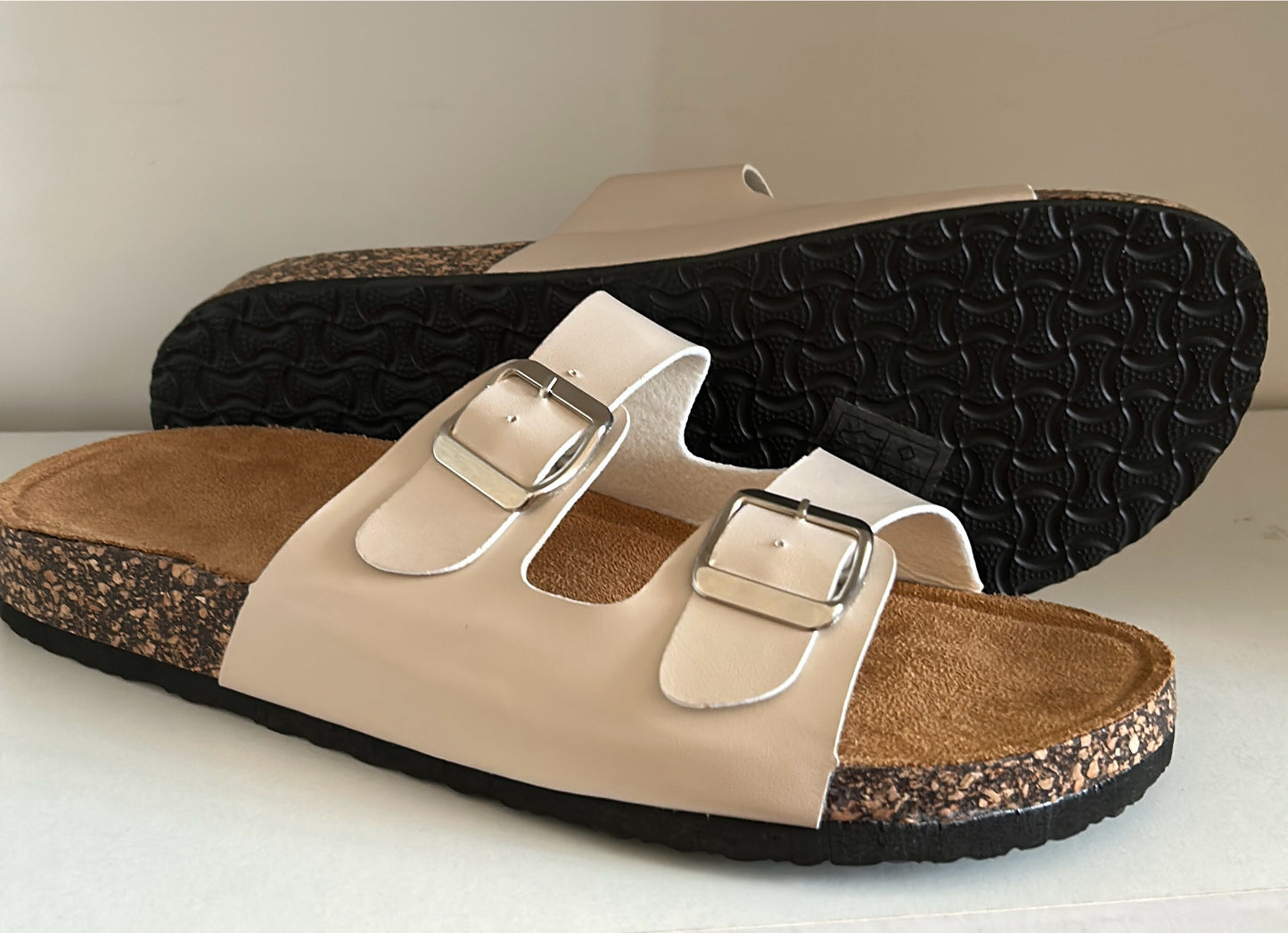 Ladies Double Strap Buckle With Cork Sliders