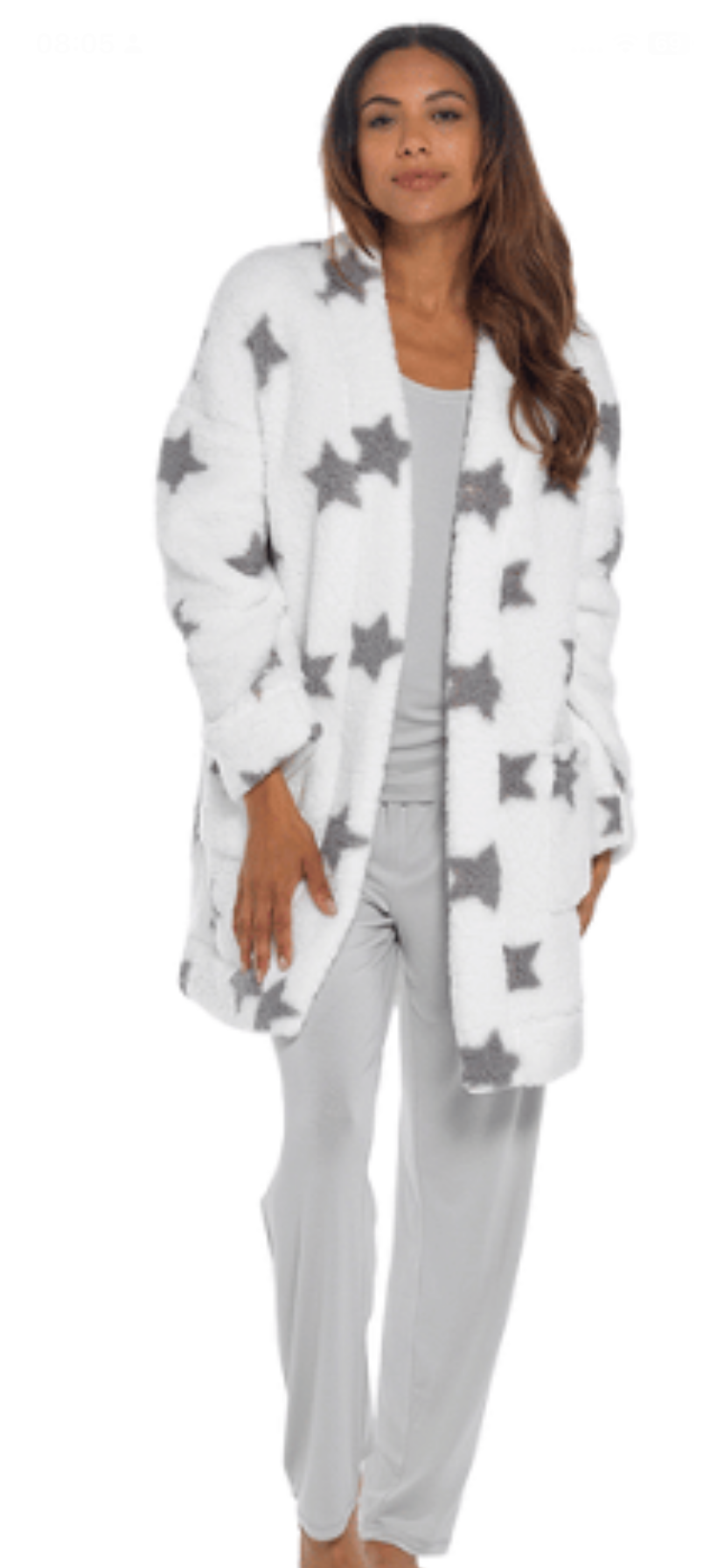Ladies Sherpa fleece star print cardigan