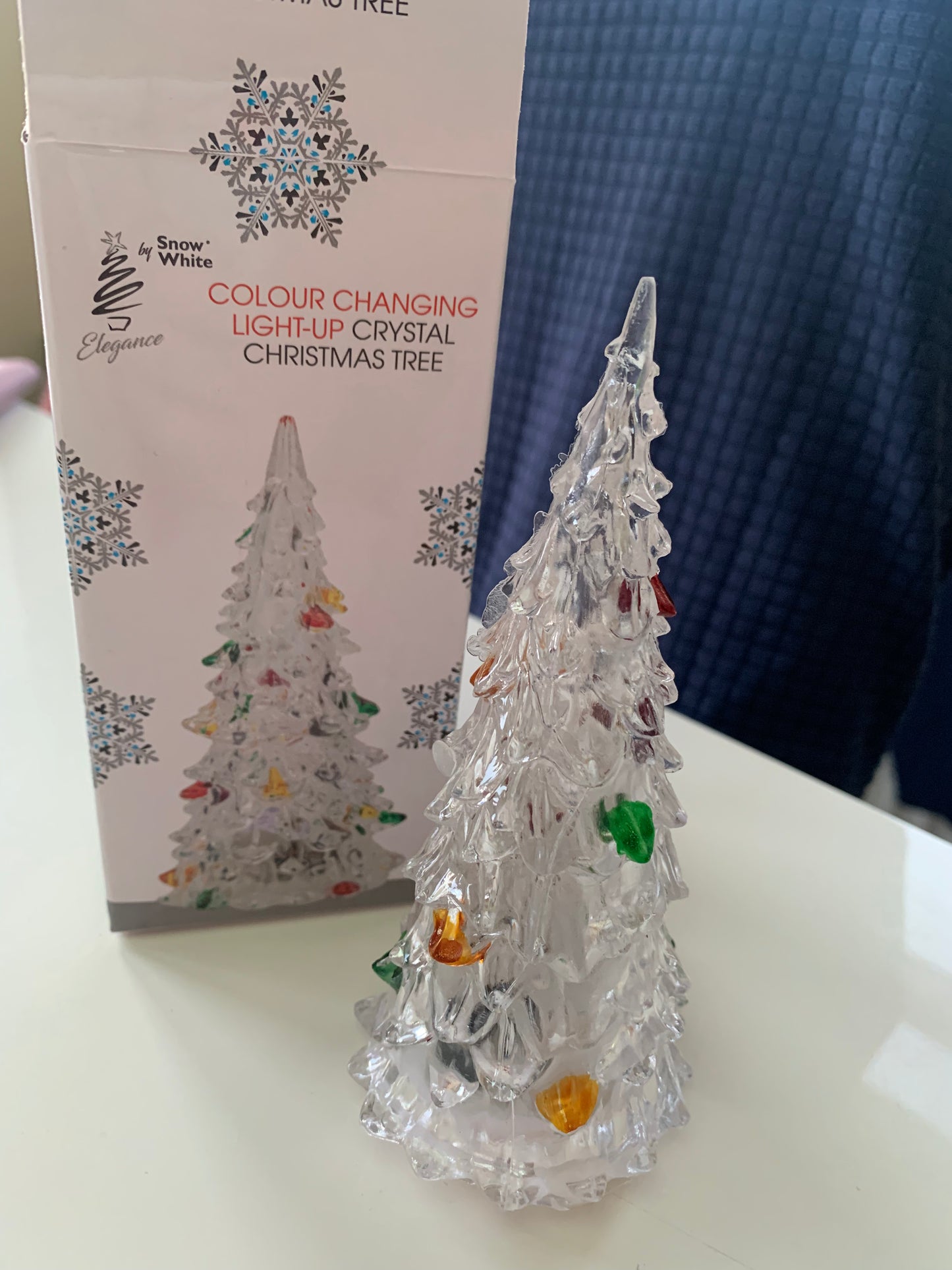 5” clear crystal colour changing tree