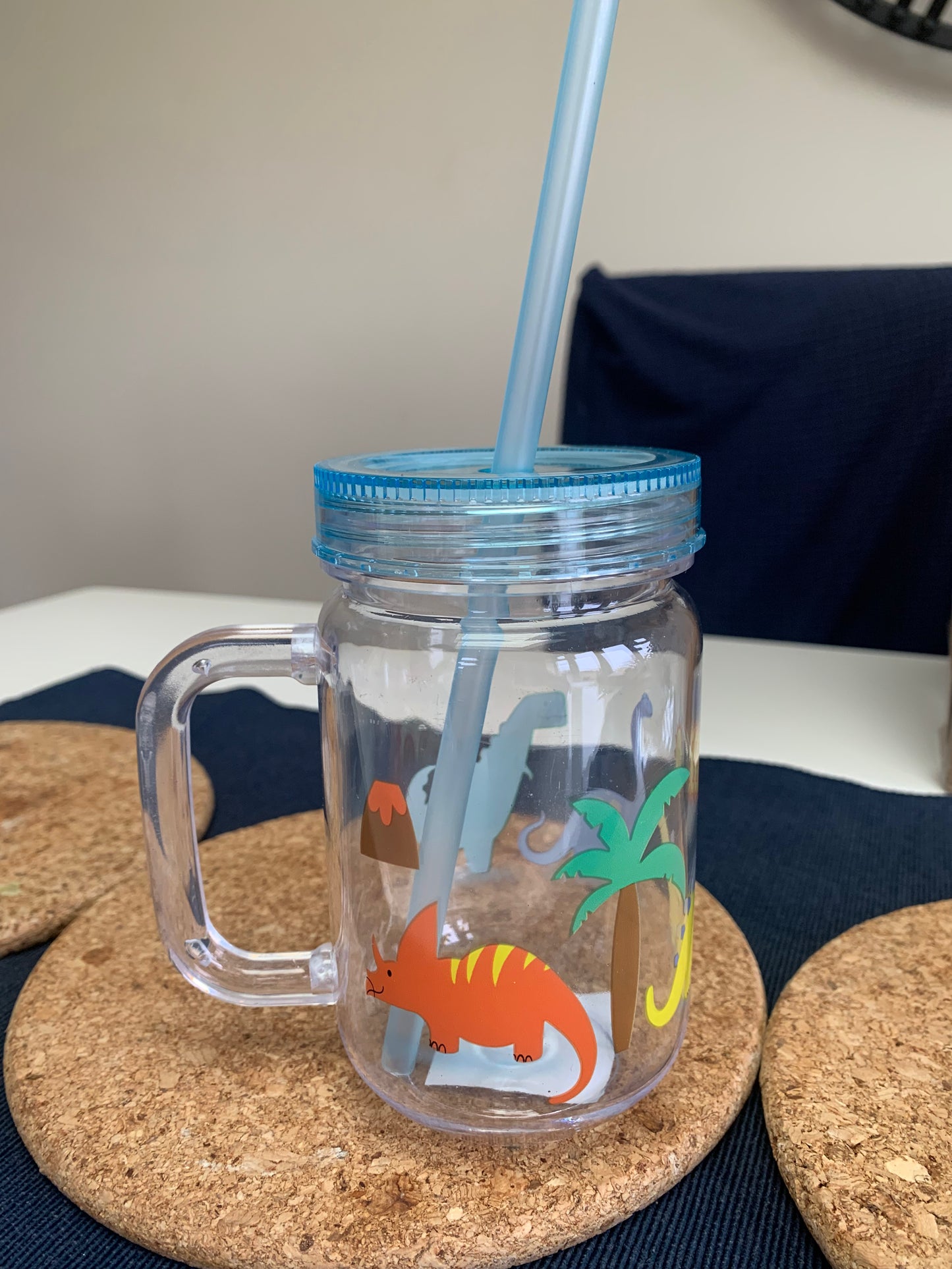 Kids Printed Mason Jar With Straw Assorted