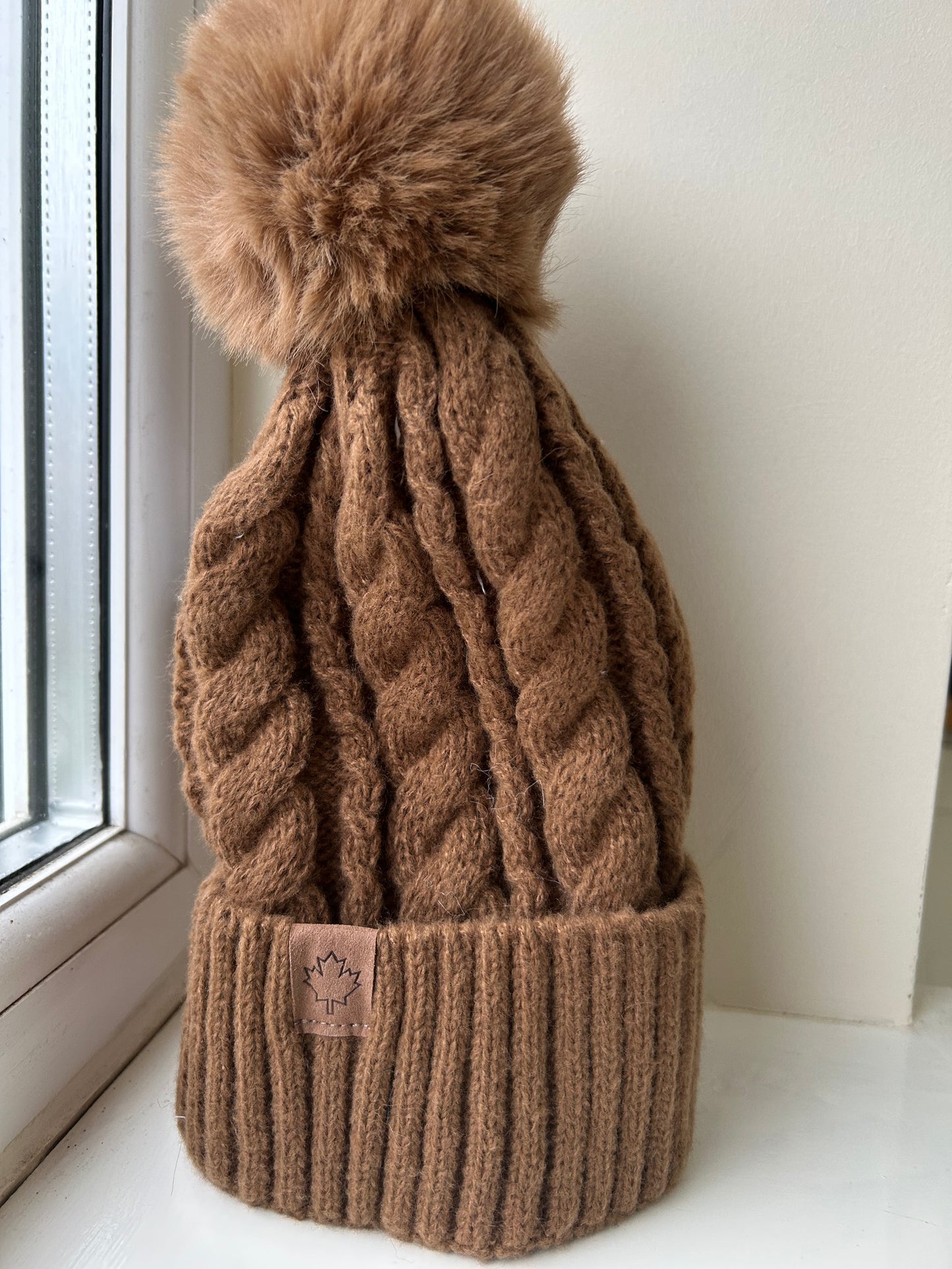 Ladies Thermal Lined Brushed Yarn Cable Kit Pom Pom Hat