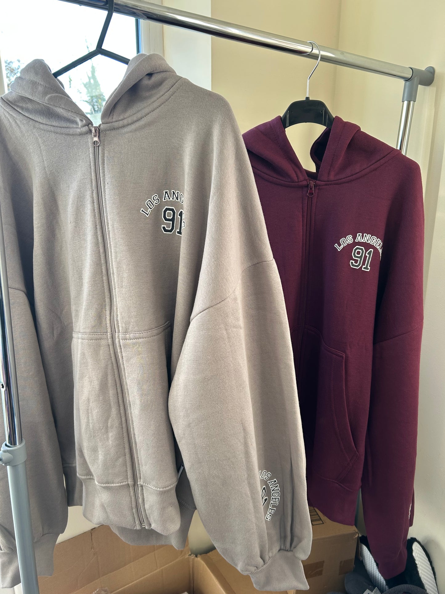 OVERSIZED DROP SHOULDER LOS ANGELES 91 ZIPPED HOODIE