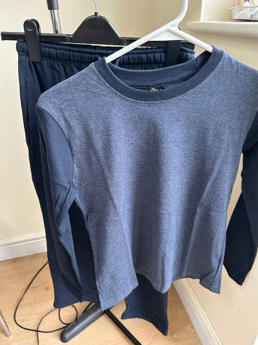 BOYS YARN JERSEY LONG SLEEVE & PANT SET WITH CONTRAST