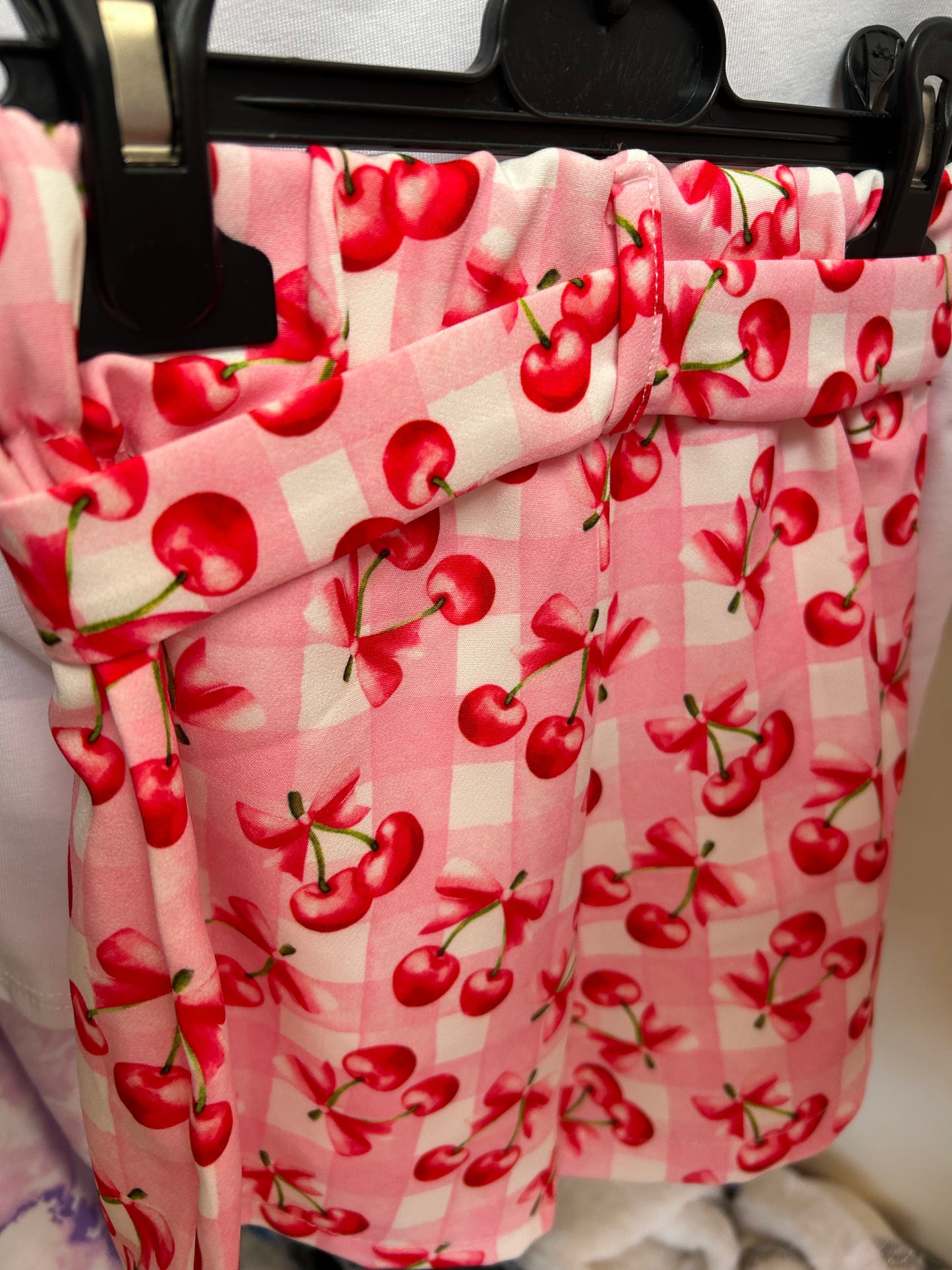 Girls "The Cherry" Print Bow Short Set