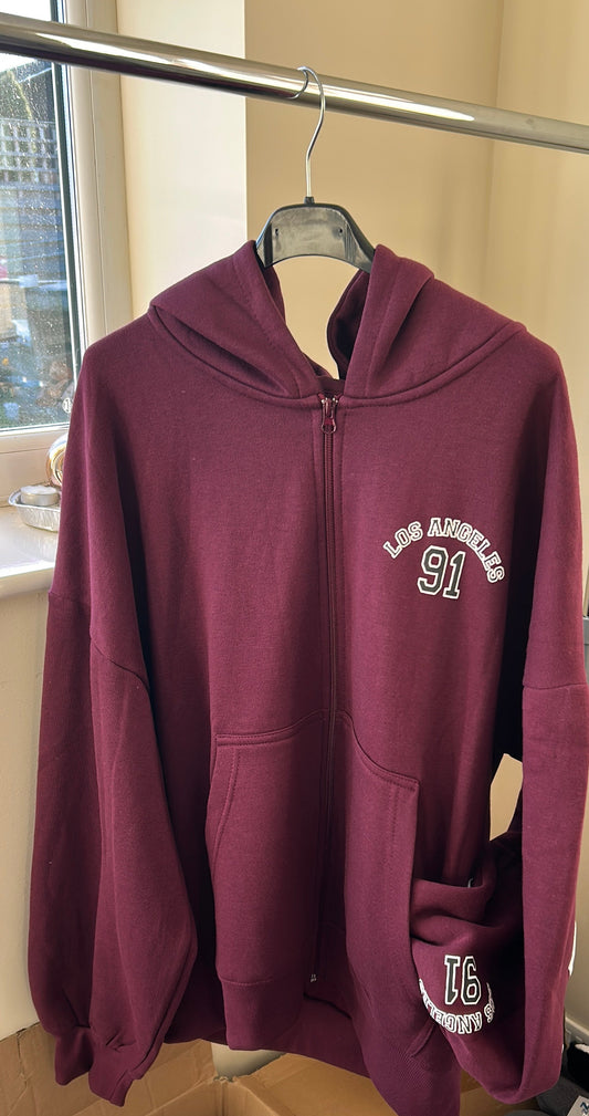 OVERSIZED DROP SHOULDER LOS ANGELES 91 ZIPPED HOODIE