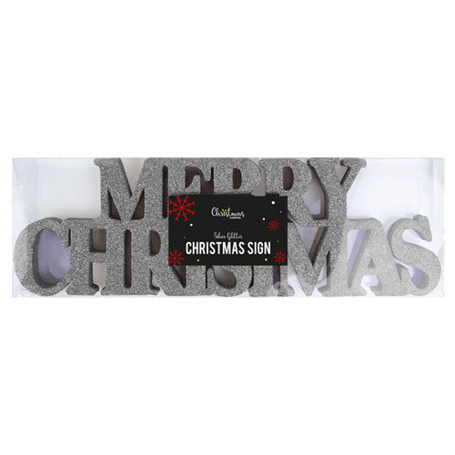 Silver merry Christmas sign