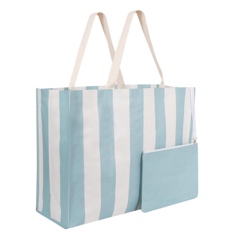 Bello Woven Beach Bag With Clip On Zip Pouch
