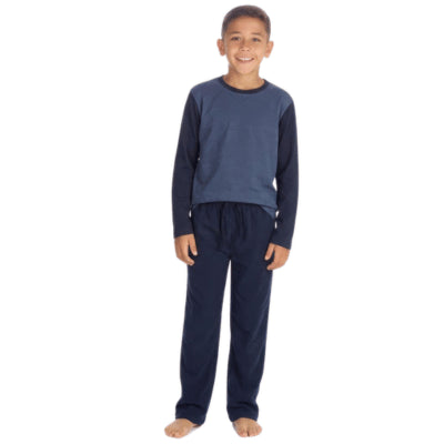 BOYS YARN JERSEY LONG SLEEVE & PANT SET WITH CONTRAST