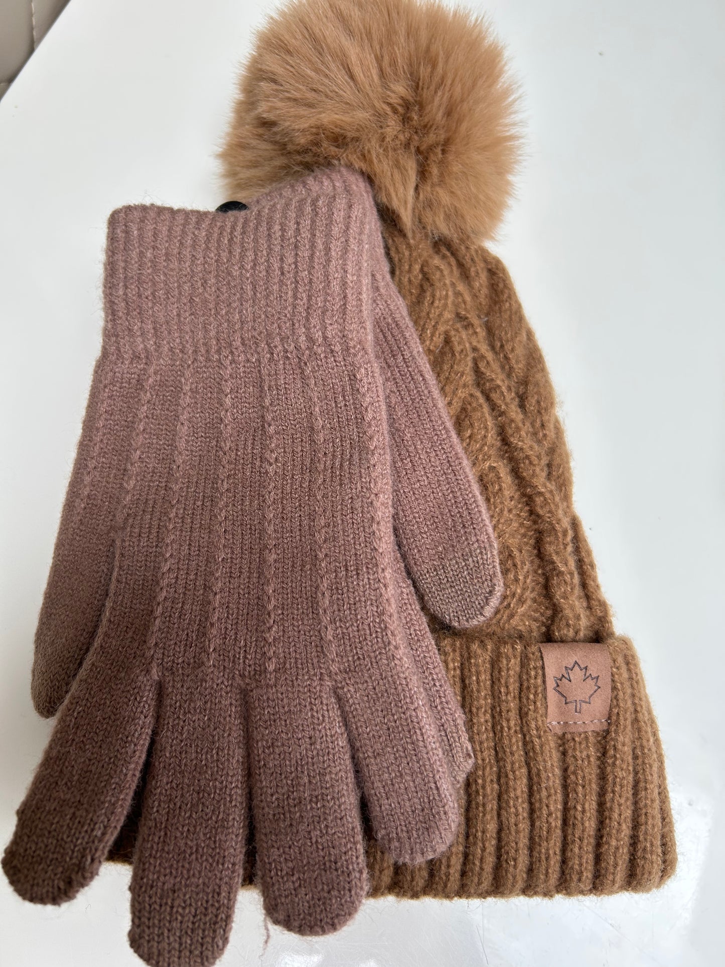 Ladies Thermal Lined Brushed Yarn Cable Kit Pom Pom Hat