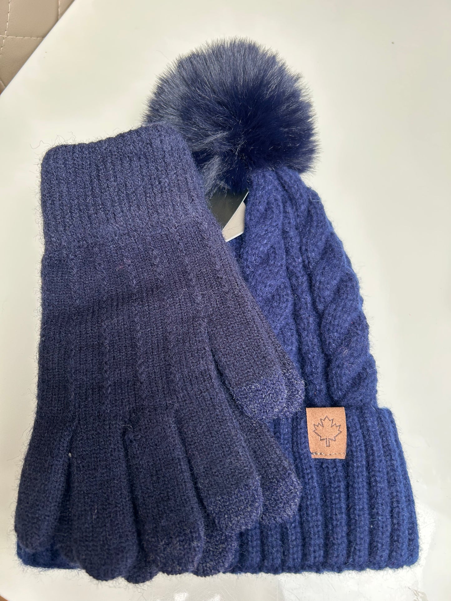 Ladies Thermal Lined Brushed Yarn Cable Kit Pom Pom Hat