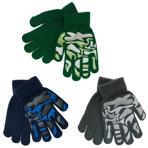 Boys Thermal Magic Camouflage Gripper Gloves